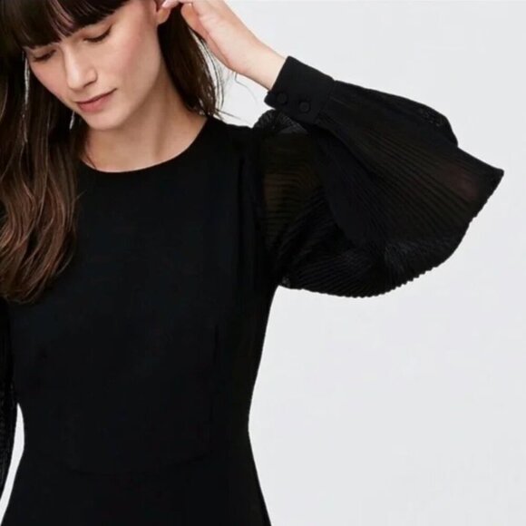 NWT JCrew Pleated Sheer Sleeved Mini Dress Size 4 - Picture 2 of 9